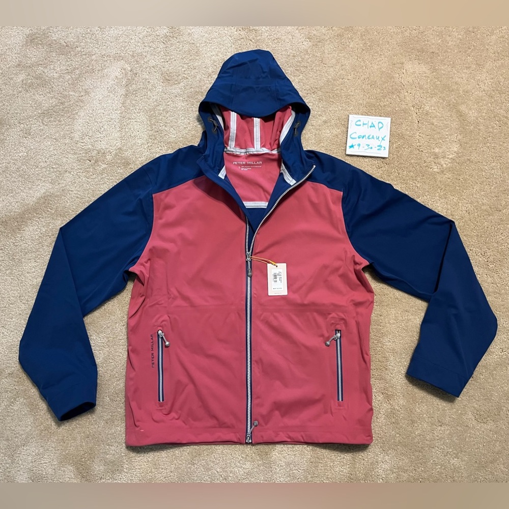 Peter Millar  Hyperlight Link 3L Jacket ($270 MSRP) Color CAPE RED/SPORT NAVY